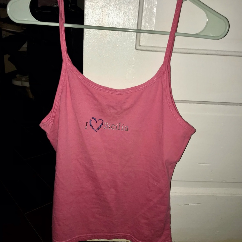 Y2K Hot Pink Rhinestone Cami - Picture 4 of 5